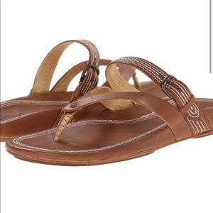 Olukai Mana Lua Brown Leather Sandals